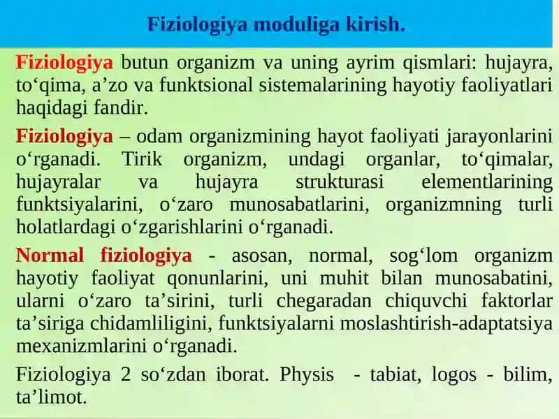 FIZIOLOGIYAGA KIRISH.QO‘ZG‘ALUVCHAN TO‘QIMALARDABIOELEKTRHODISALAR 3