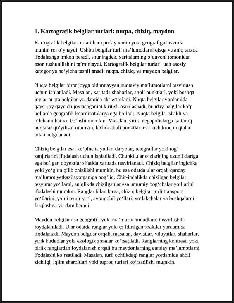 Kartografik Belgilar va Kartografik Tasvirlash Usullari 3