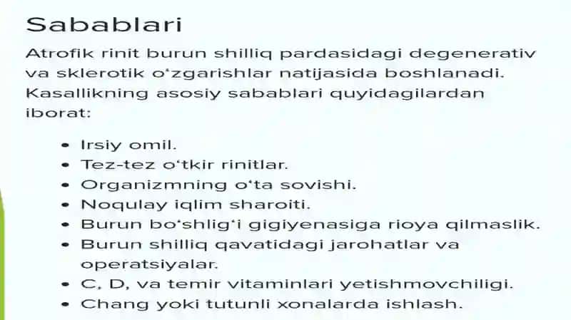 Atrofik rinit, uning klinikasi va tashxislash 3