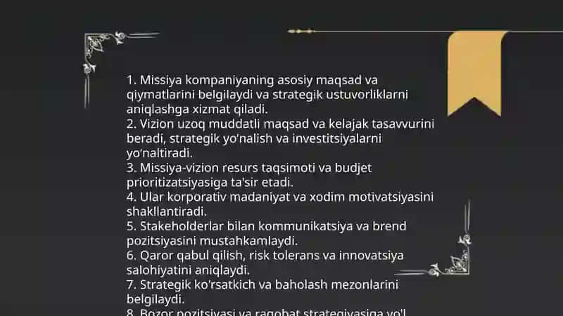 Kompaniya strategiyasini belgilovchi omillar va uning tahlili 3