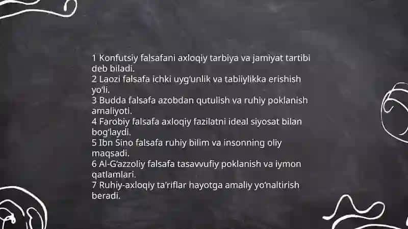 Falsafaning mazmuniga oid Sharq va G'arb mutafakkirlarining ta'riflarini tasniflash 3