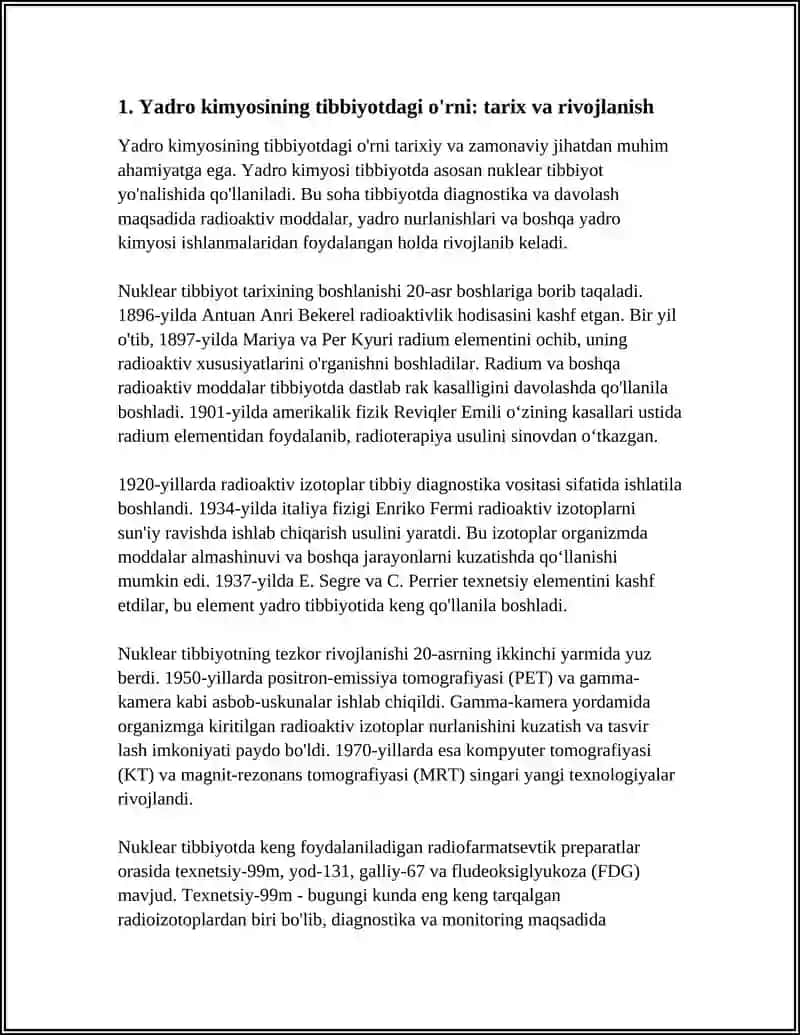 YADRO KIMYOSINING TIBBIYOTDAGI O'RNI 3
