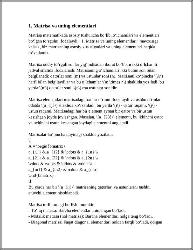 MATRITSALAR VA ULAR USTIDA AMALLAR 3