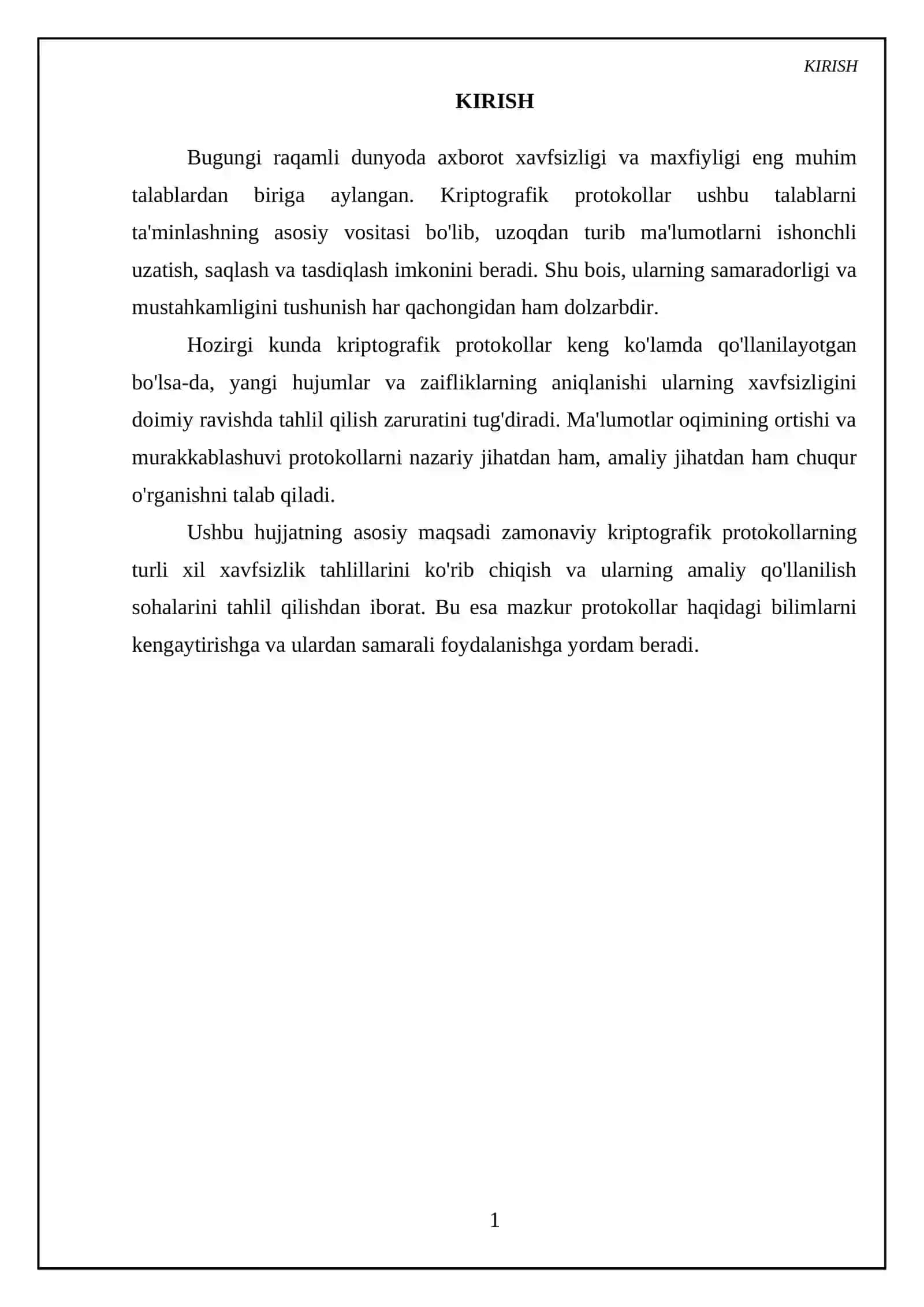 Kriptografik protokollar: ularning xavfsizlik tahlili va amaliy qo‘llanilish 3