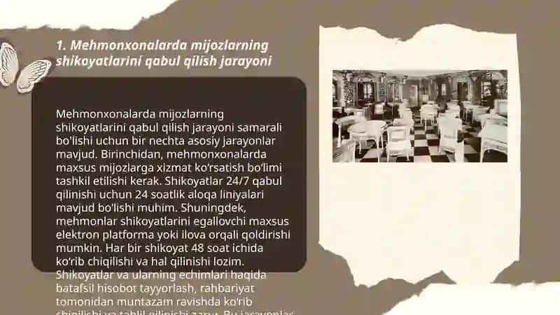 Mehmonxona va restoranlarda mijozlarning shikoyatlarini bajarish 3
