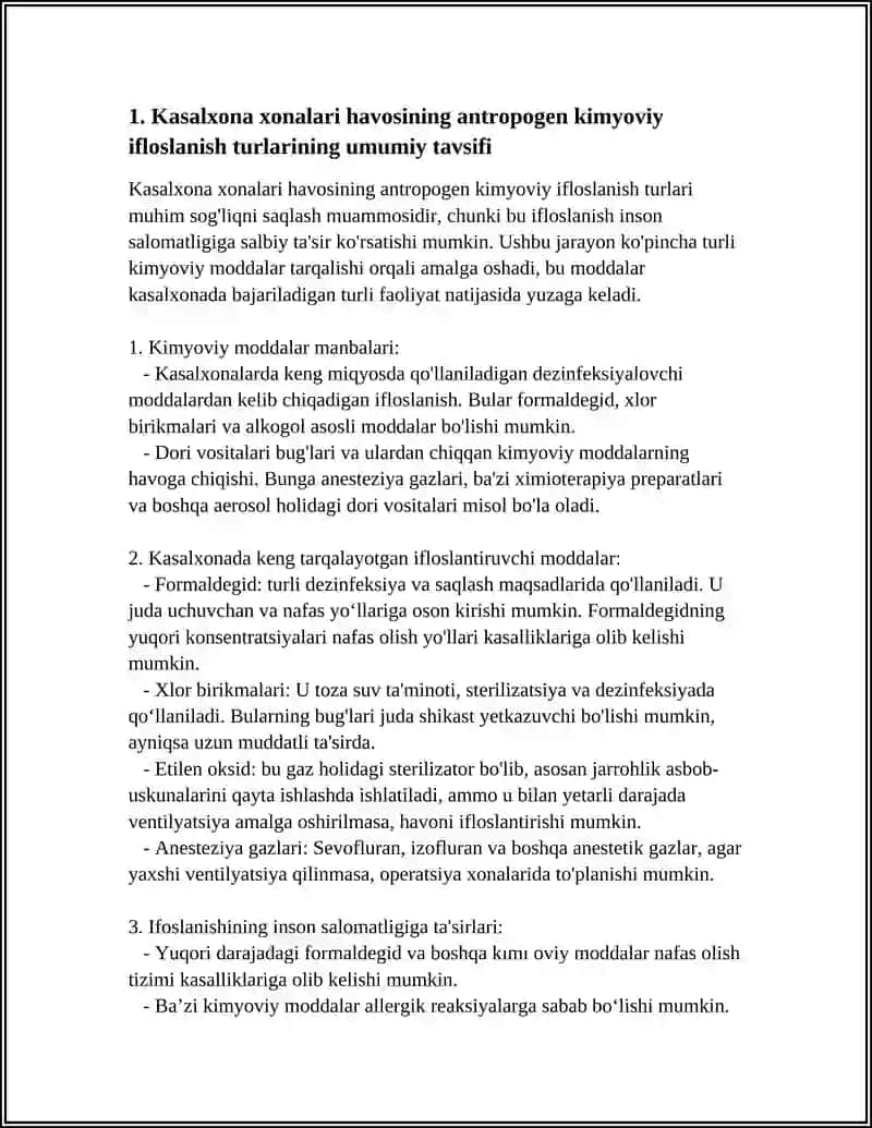 KASALXONA XONALARI HAVOSINING ANTROPOGEN KIMYOVIY IFLOSLANGANLIGINI TEKSHIRISH VA BAHOLASH 3