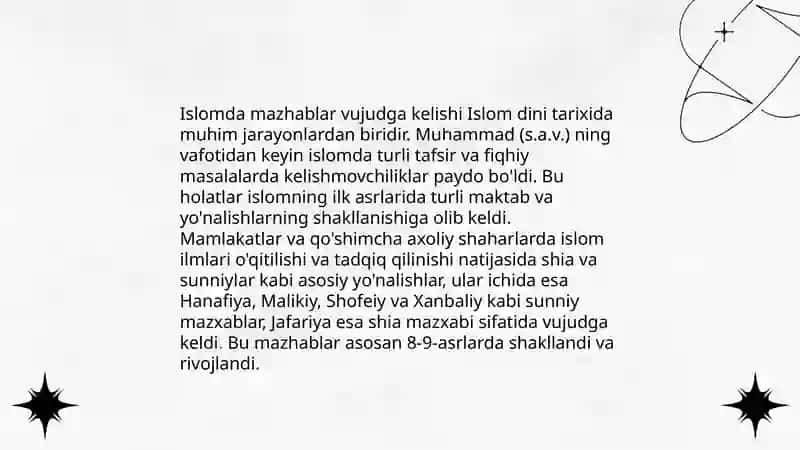 Islom oqimlari va yoʻnalishlari paydo boʻlishi oqibatlari 3