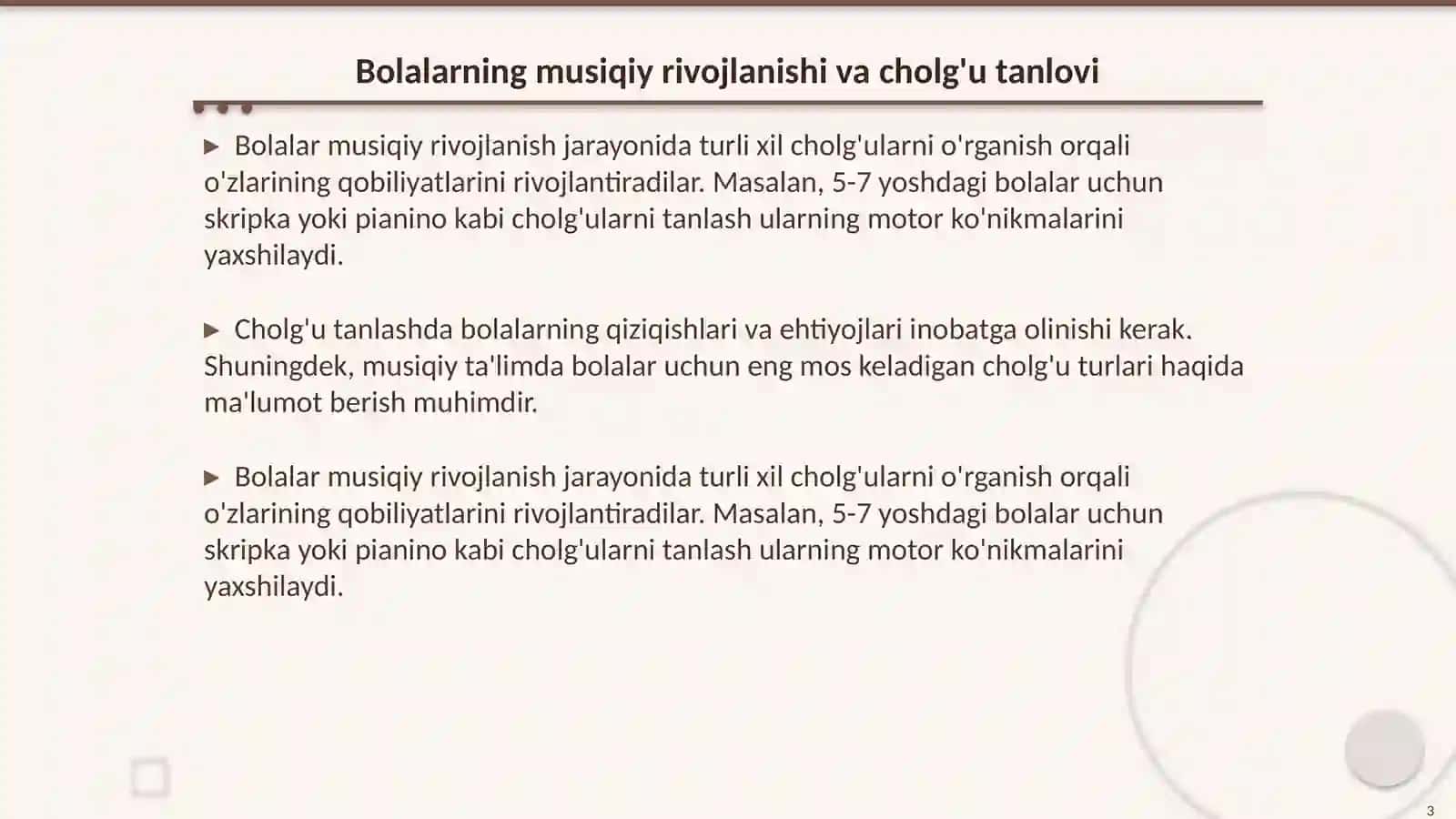 Bolalarni musiqiy cholg'ularda ijroga o'rgatish 3