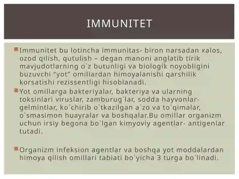 Immun tizimning shakllanishi va yoshga qarab o'zgarishi 3