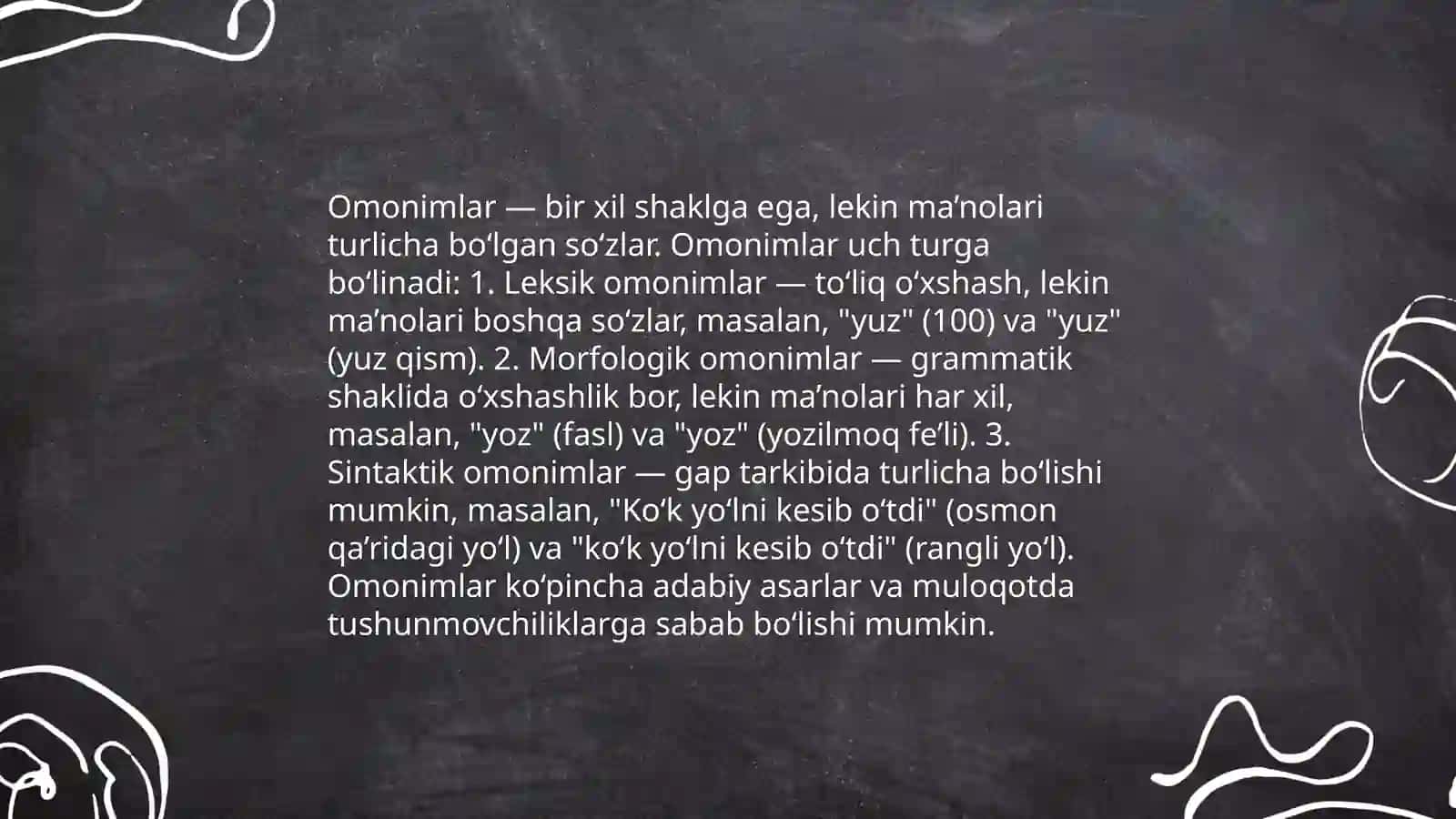 Omonimlar. Omoformalar. Omonimlarning yuza kelish sabablari 3