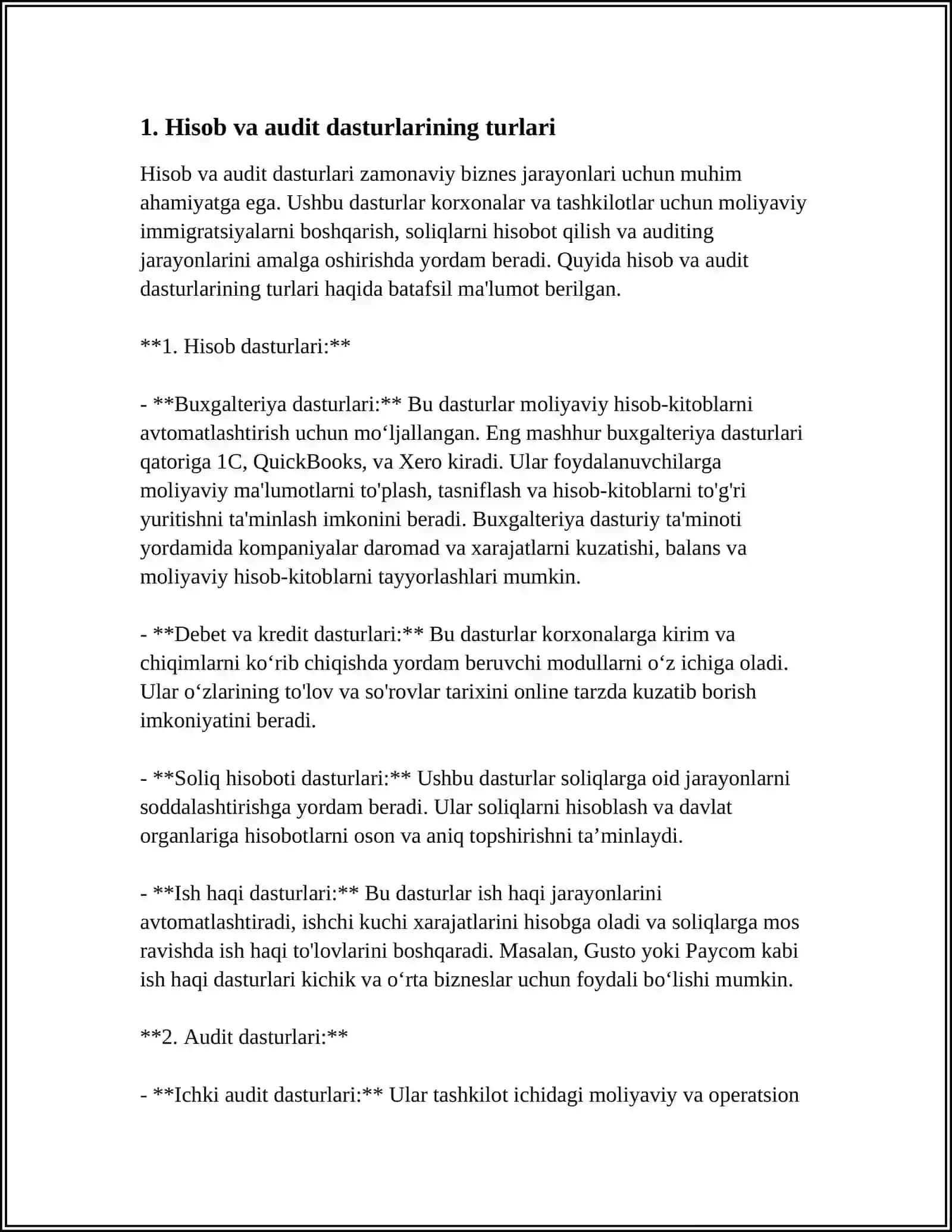 HISOB VA AUDIT BÖYICHA AMALIY DASTURLAR PAKETLARI TÖĞRISIDAGI TUSHUNCHA 3