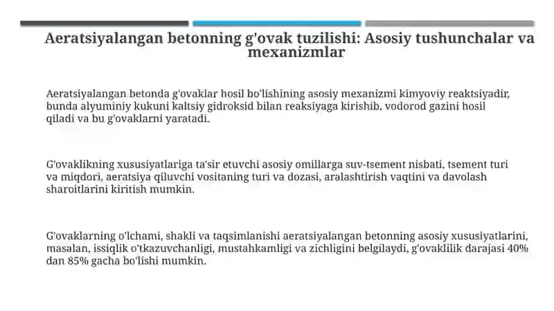 Gazobeton mahsulotlarini g'ovak tuzilishi 3