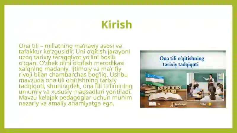 Ona tili o'qitishning tarixiy tadqiqoti. Ona tili ta'limining umumiy va xususiy maqsadlari po 3