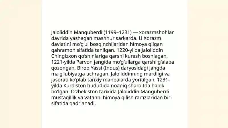 Jaloliddin Manguberdi Vatan himoyachisi 3