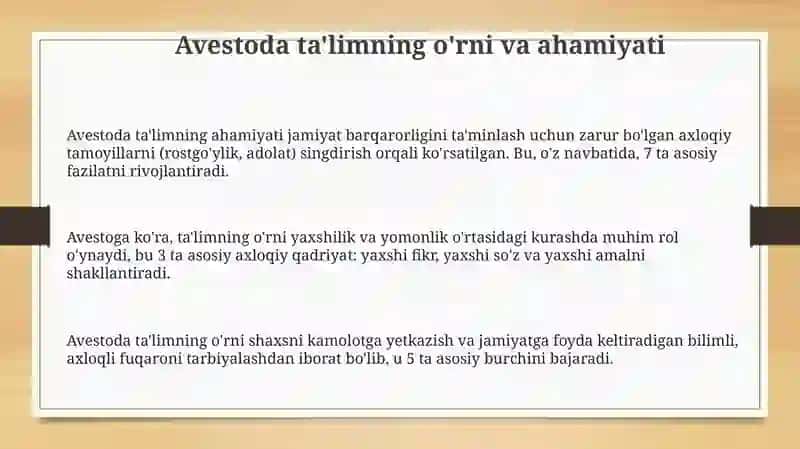 Avestoda ta'lim tarbiyaga oid fikrlar 3