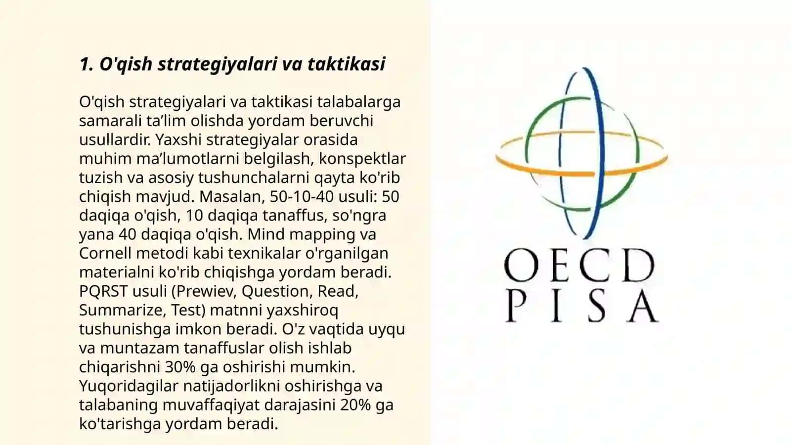 Pisa xalqaro dasturida foydalanadigan matnlar ustida topshiriqlar ishlab chiqish 3