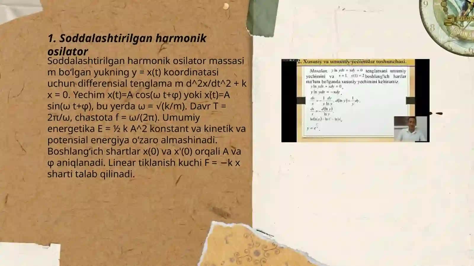 Differensial tenglamalarga keltiriladigan fizik masalalar 3
