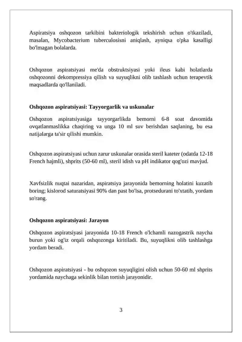 Oshqozon va o'n ikki barmoqli ichakdan suyuqlik yig'ish tomoqdan surtma olish va balg'am yig'ish 3