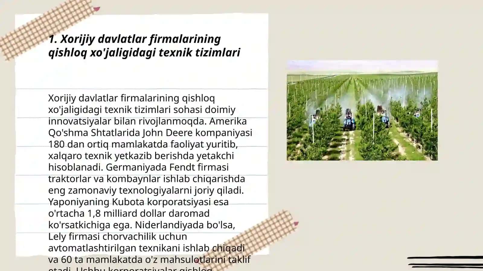 Xorijiy davlatlar firmalarining qishloq xo'jaligidagi texnik tizimlari 3