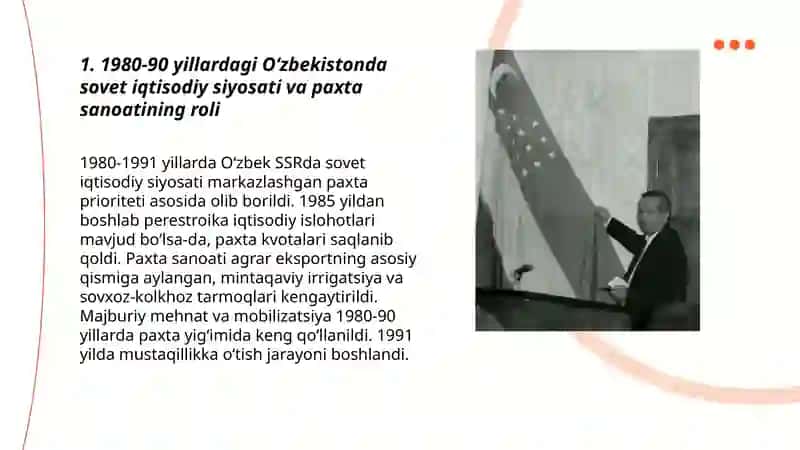 Oʻzbekistonda 80-90 yillardagi ijtimoiy siyosiy vaziyat paxta yakka hokimligi va qatagʻonliklar 3