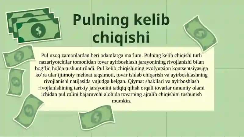 Pulning vujudga kelishi, mohiyati va vazifalari 3