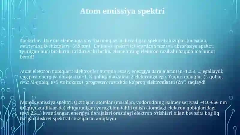 Spektrlar.Atomlarning elektron qobiqlari 3