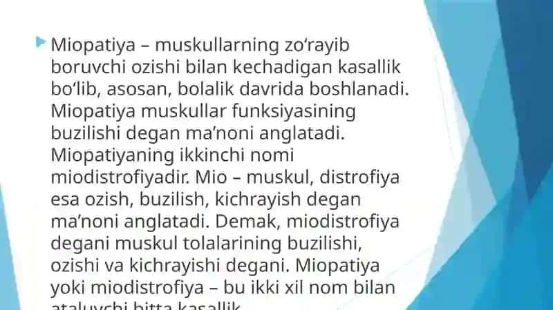 Miopatiyalar. Muskullar denervatsiyasi 3
