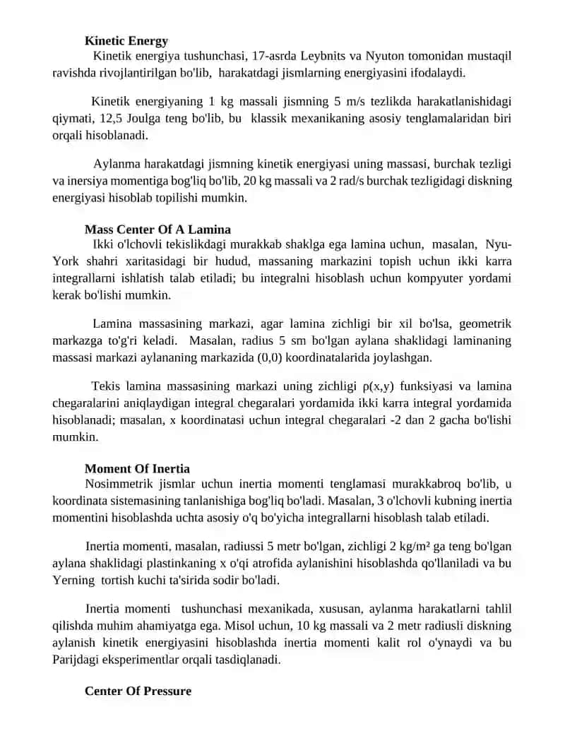Ikki karrali integrallarning mehanik masalalarga tadbiqlari 3