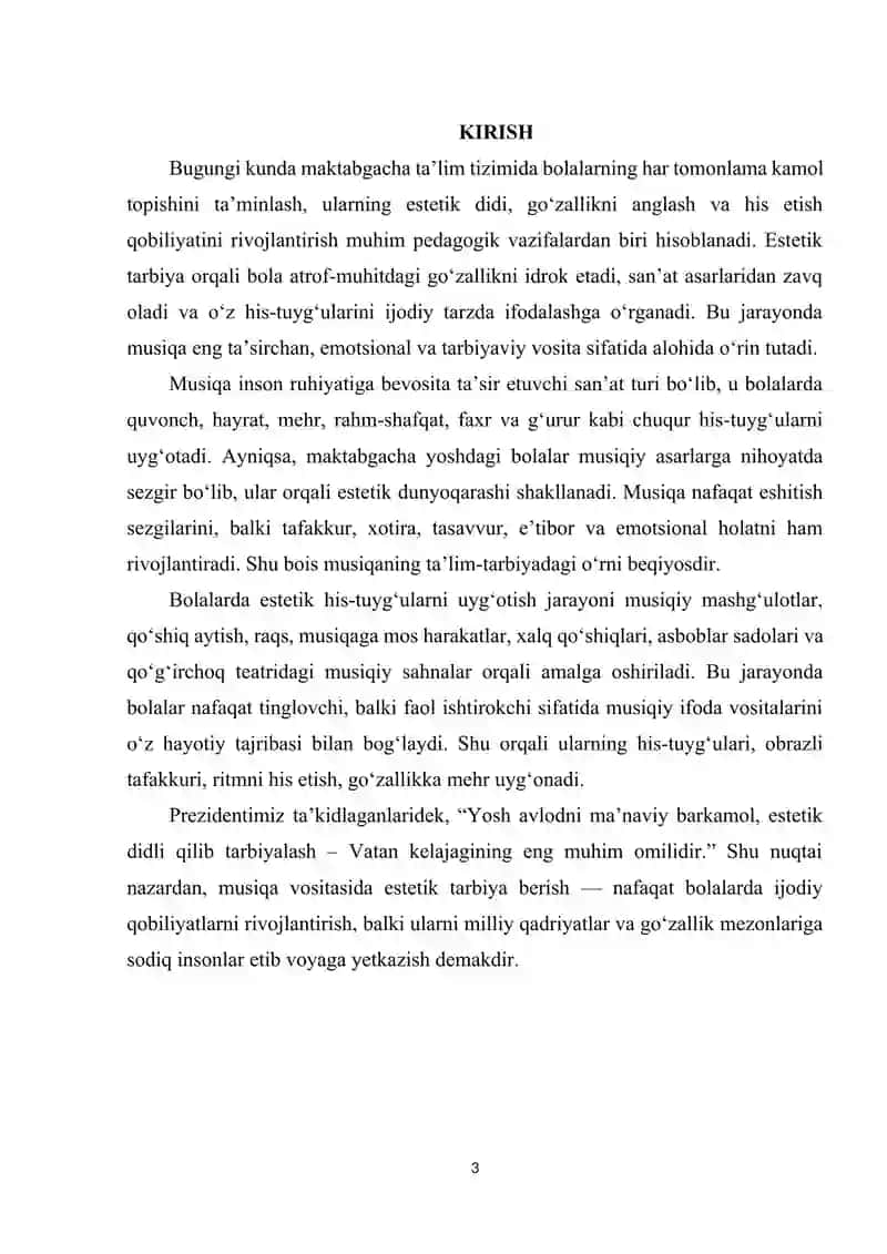 Musiqa yordamida bolalarda estetik his tuygʻularini uygʻotish 3