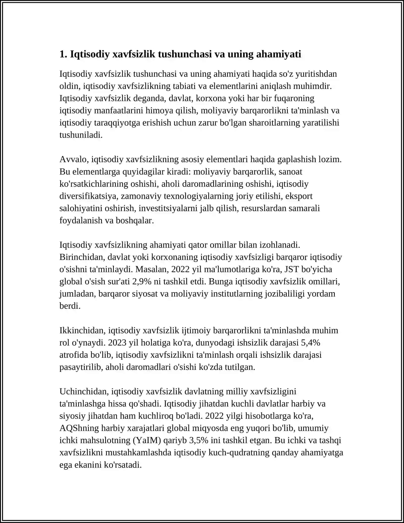 GLOBALLASHUV SHAROITIDA IQTISODIY XAVFSIZLIK 3