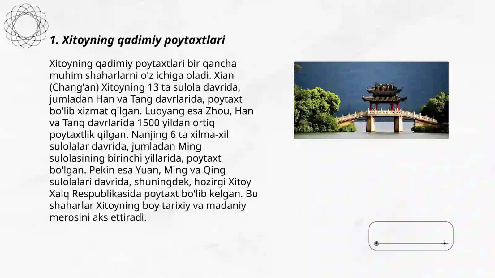 Xitoyning qadimiy va zamonaviy shaharlari haqida ma'lumotlar 3