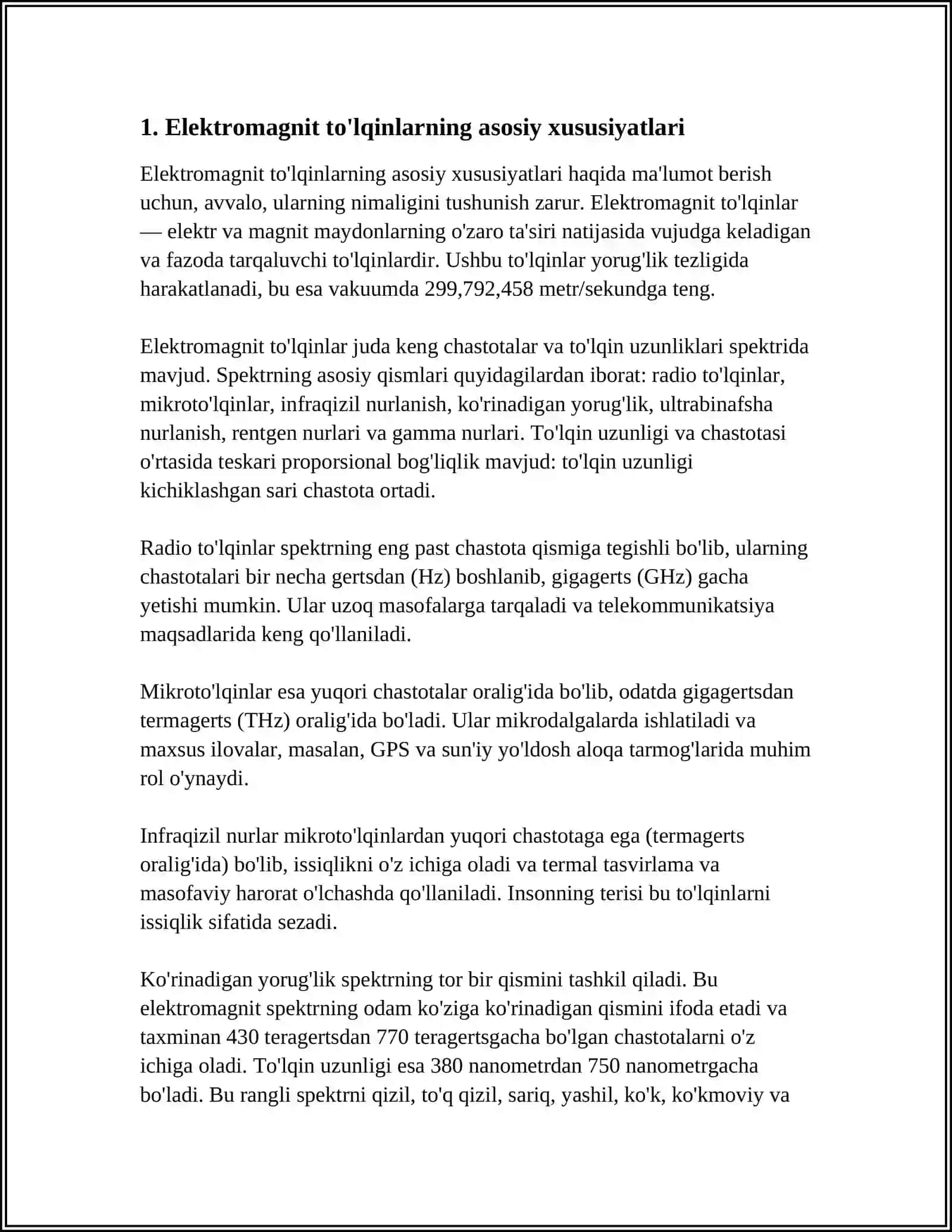 ELEKTROMAGNIT TOʻLQINLAR VA ULARNING METALLURGIYA VA METROLOGIYADA QOʻLLANILISHI 3