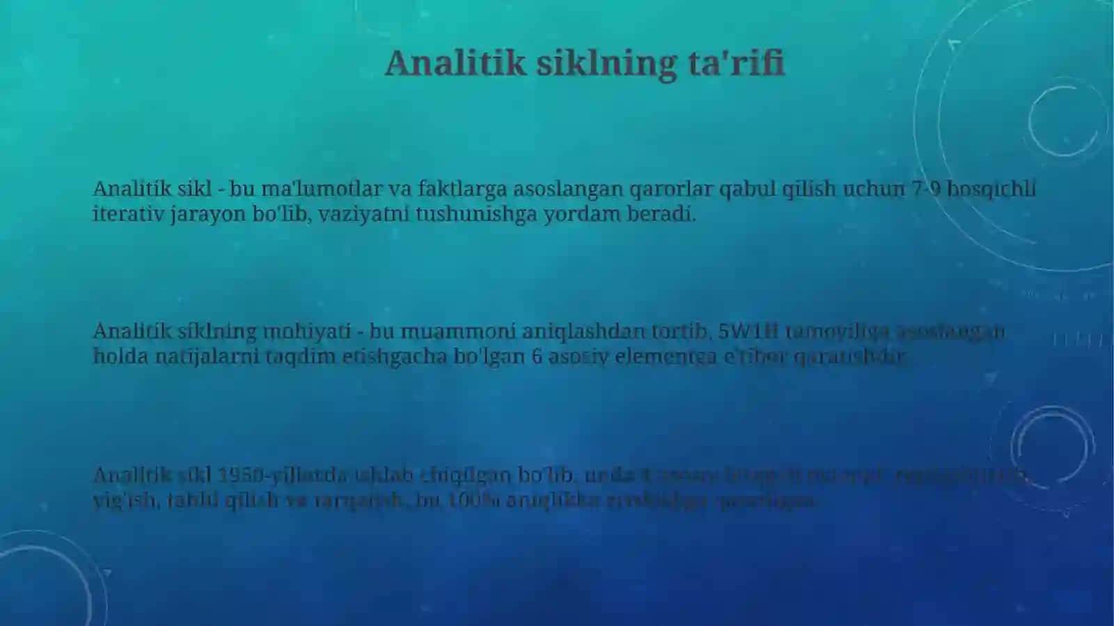 Analitik sikl va uning asosiy bosqichlari 3