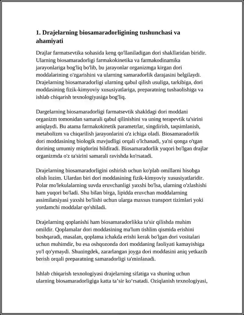 Drajelarning Biosamaradorligi va unga ta'sir qiluvchi omillar 3