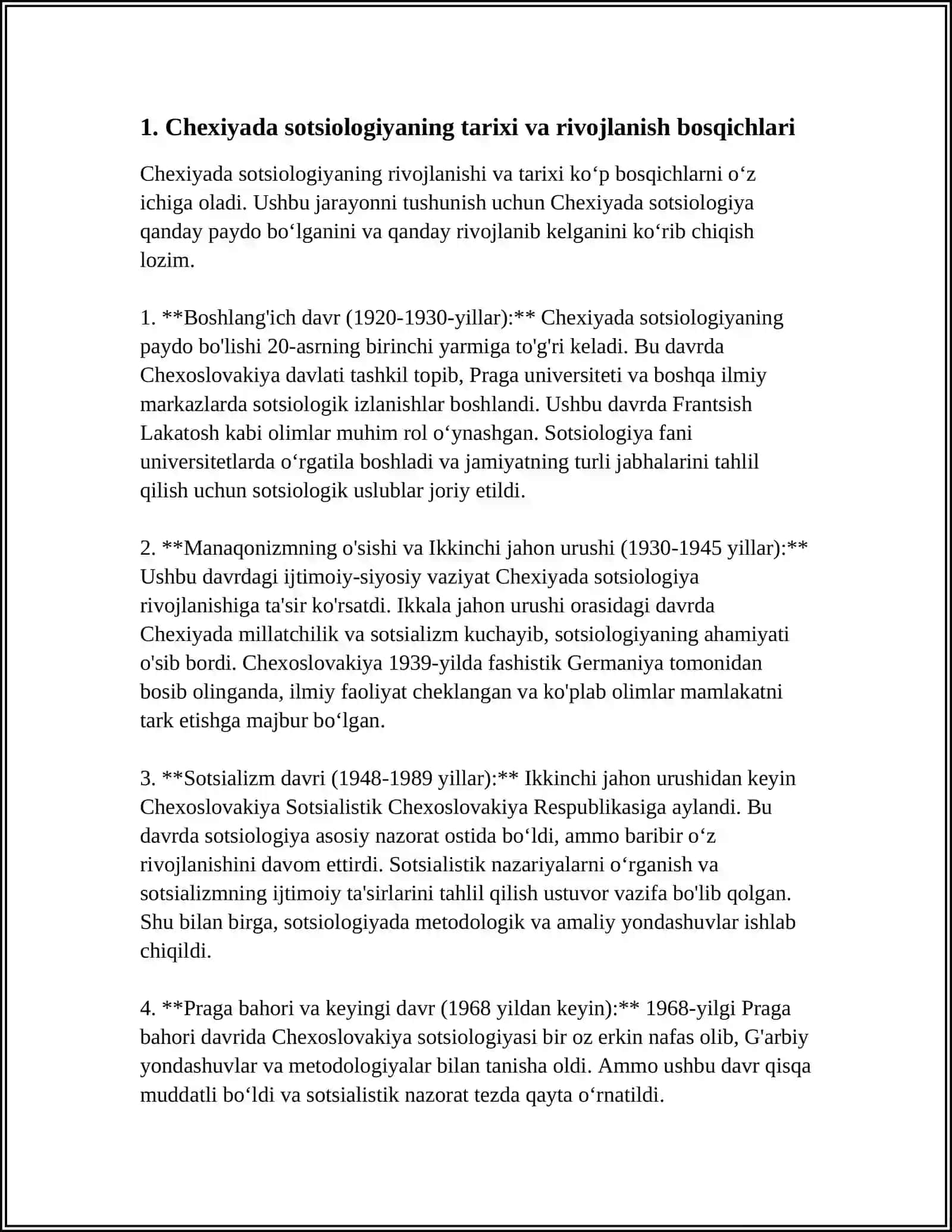 XORIJIY DAVLATLARDA SOTSIOLOGIYA FANINING RIVOJLANISHI BOSQICHLARI (CHEXIYA DAVLATI) 3
