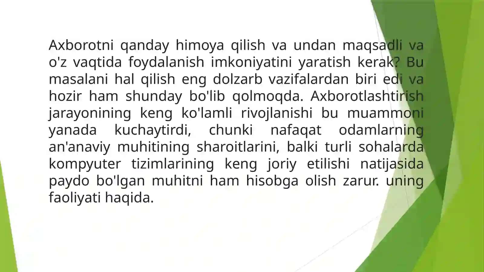 Axborot-kommunikasiya texnologiyalari xavfsizligi va axborot tahdidlarining manbalari 3