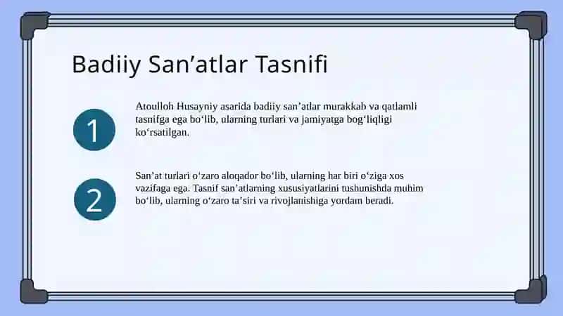 Badiiy Sanʼatlar Tasnifi 3