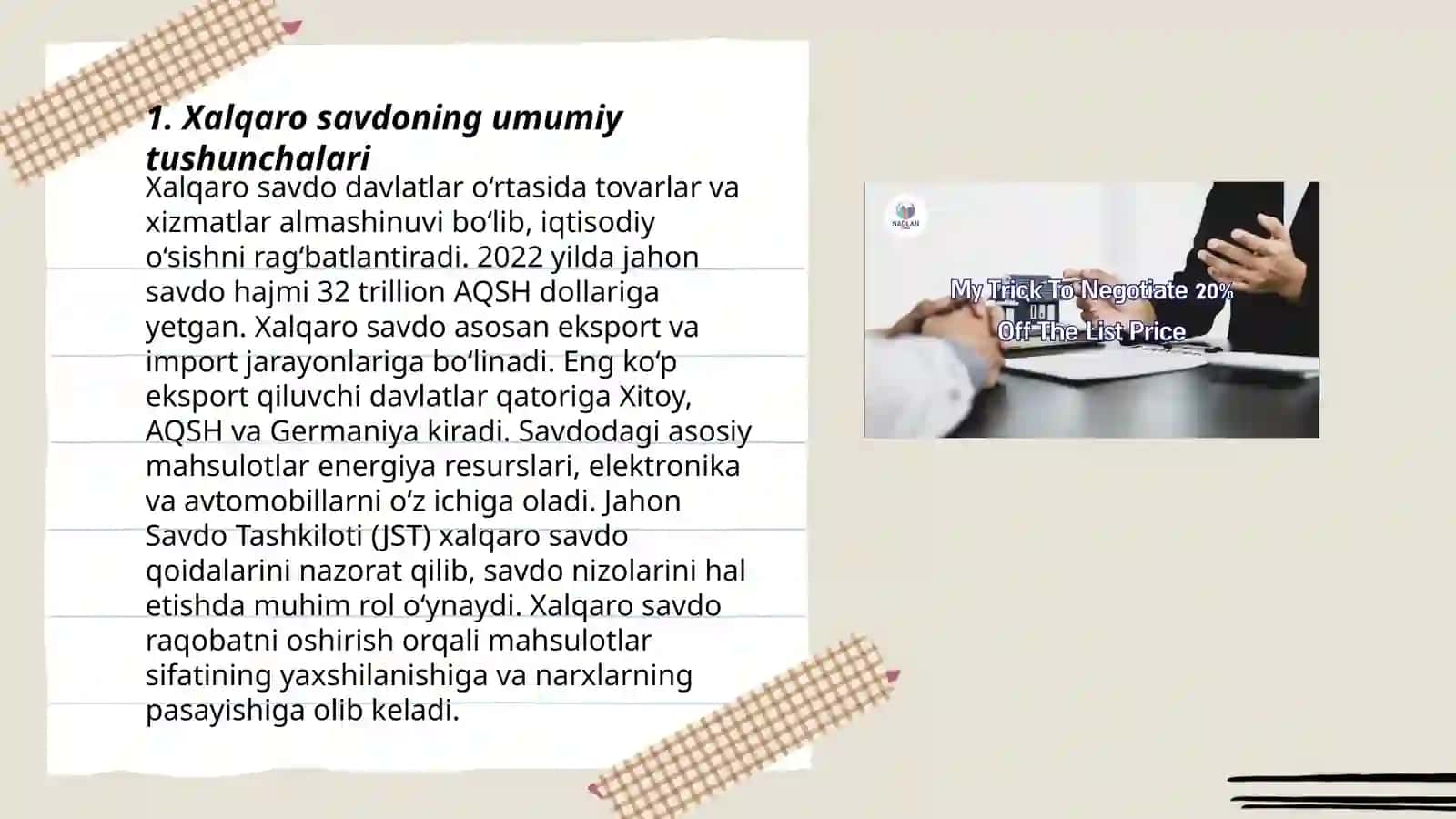 Xalqaro savdo muzokaralari va kelishuvlar 3