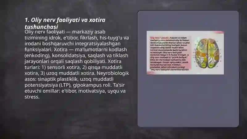 Oliy nerv faoliyati.Xotira tarkibini aniqlash 3