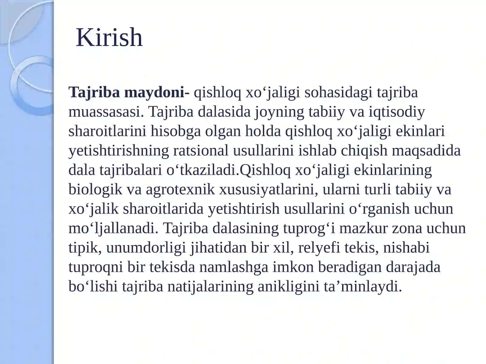 Tajriba maydonlari tuproqlarini tahlil qilish 3