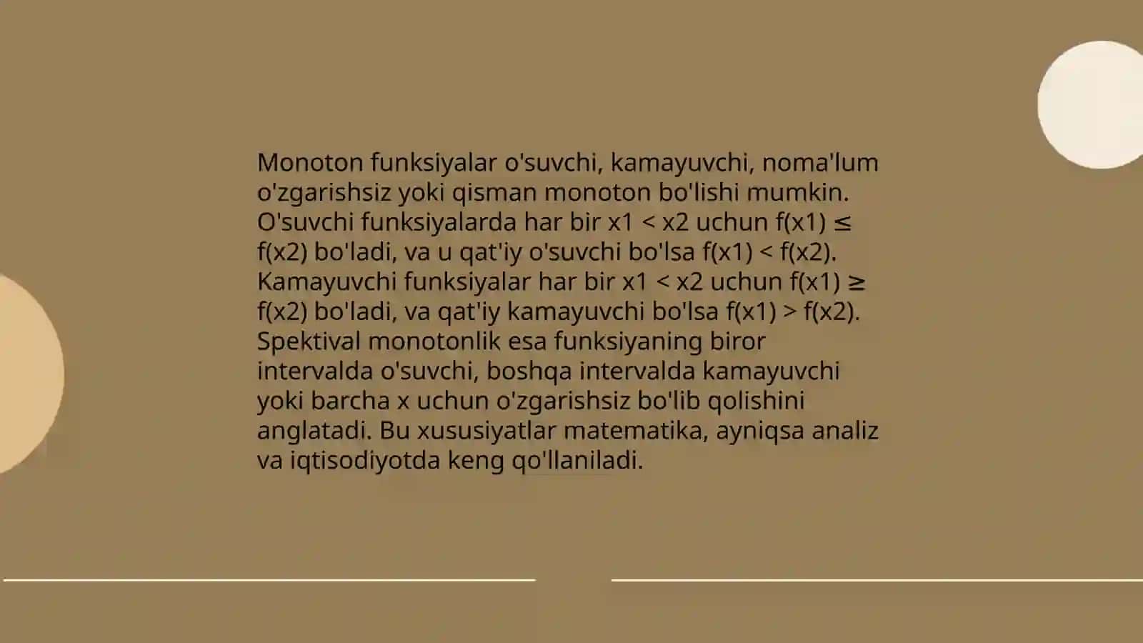 MONOTON FUNKSIYALAR SINFI. CHIZIQLI FUNKSIYALAR SINFI 3