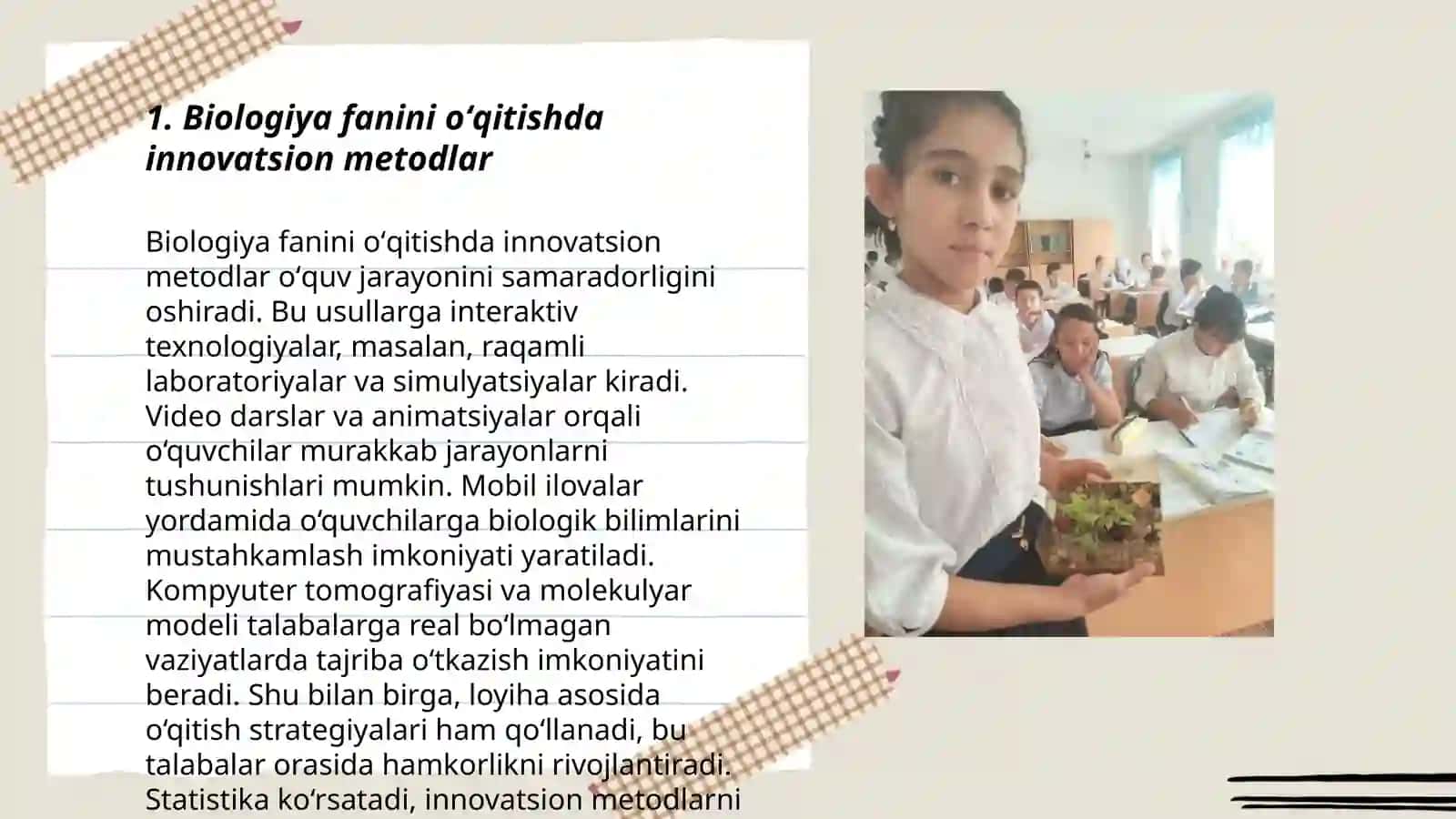 Biologiya fanlarda oʻqitish metodlarini tashkil etish va tahlil qilish 3