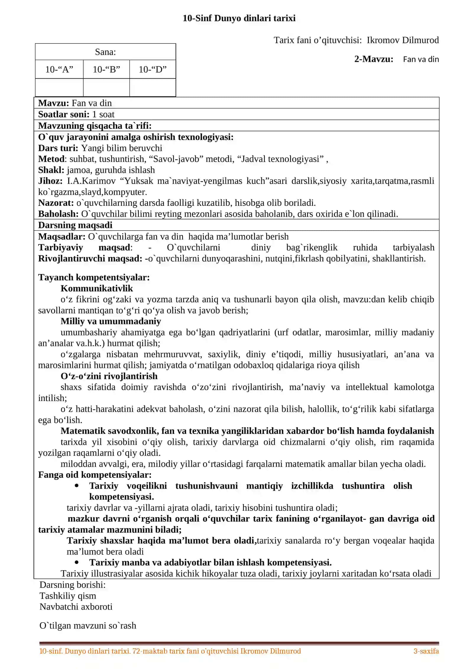 10-Sinf Dunyo dinlari tarixi 3