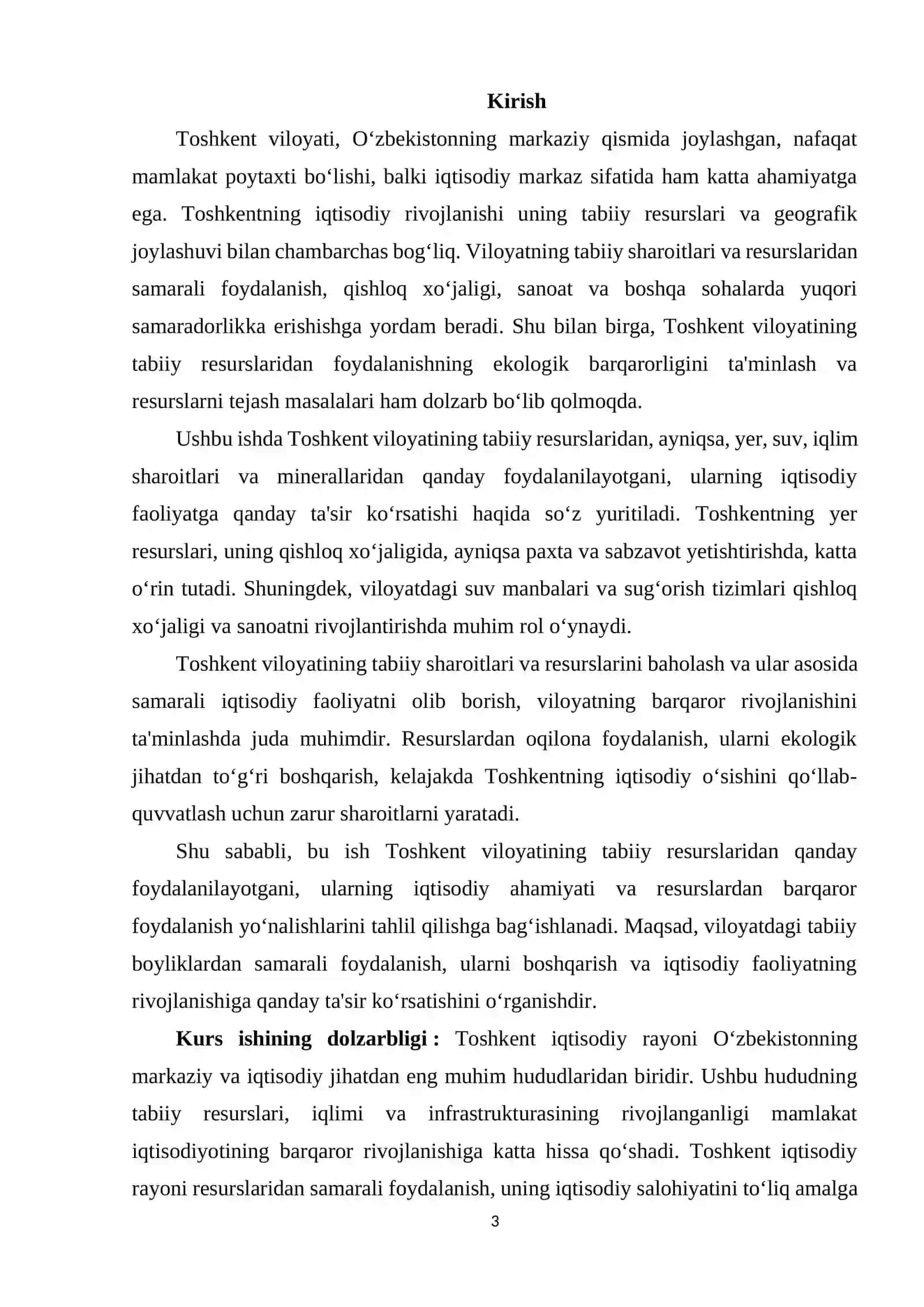 TOSHKENT IQTISODIY RAYONIGA UMUMIY TAVSIF BERISH.TABIIY SHAROITDA VA RESURSLARINI XO‘JALIK MAQSADLARIDA BAHOLASH 3