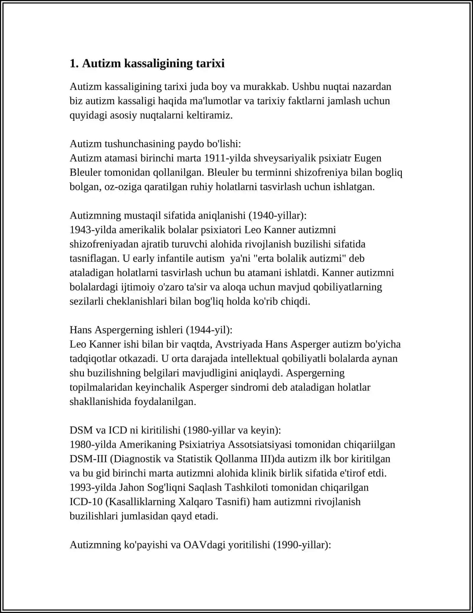 AUTIZIM KASSALIGIDAN REFERAT 3