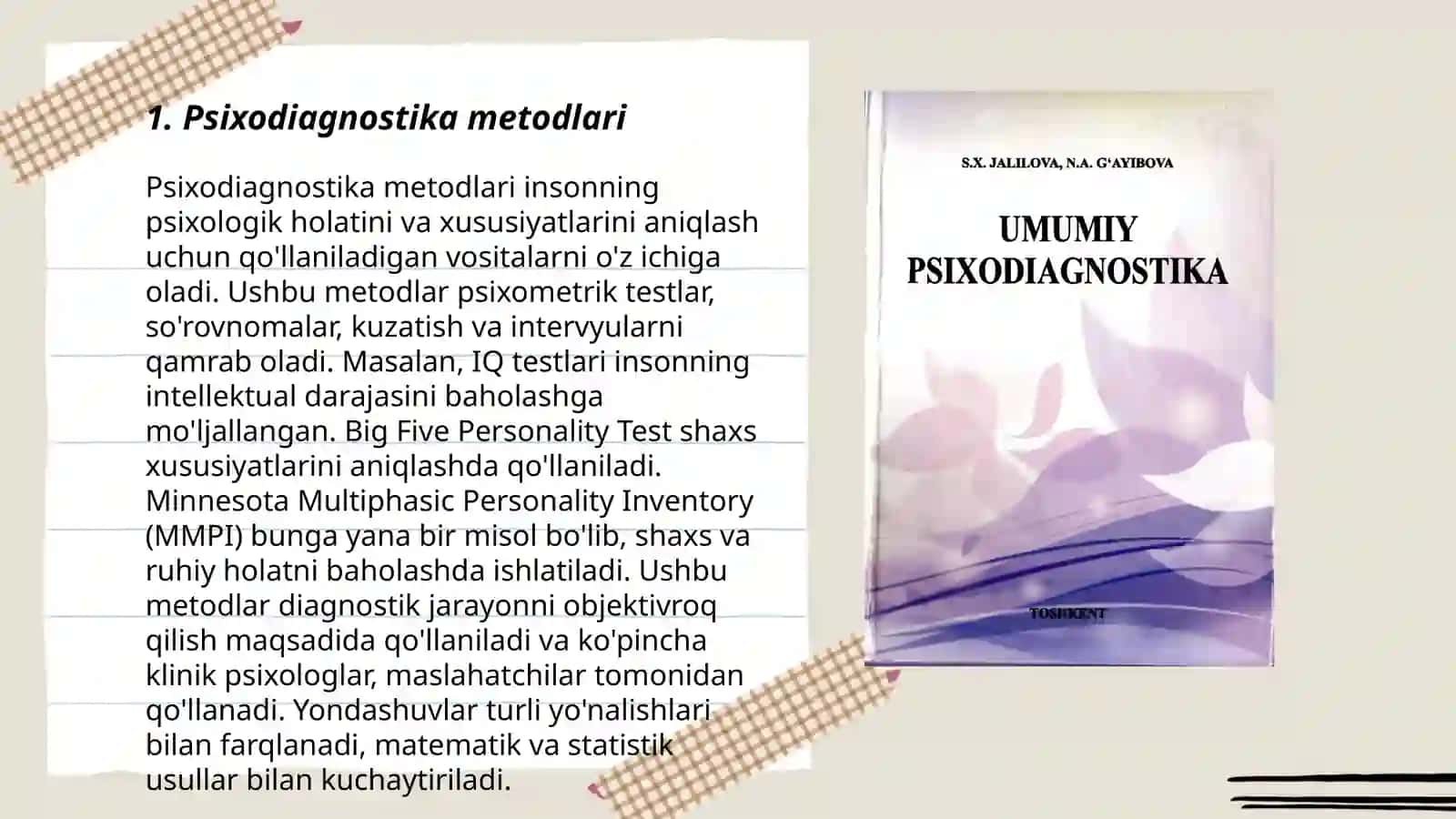 Psixodiagnostikada tekshiruv va tadqiqotlar 3
