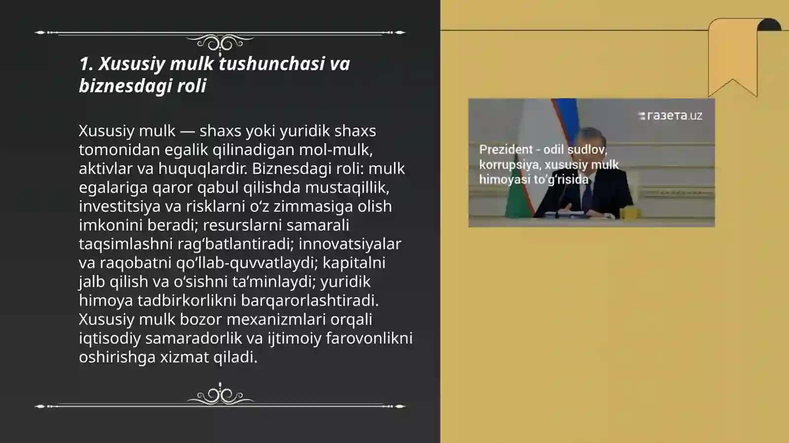 Xususiy mulk asosida biznes faoliyatini yuritish 3