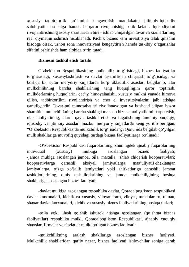 Biznesni tashkil etishda davlatning o‘rni 3