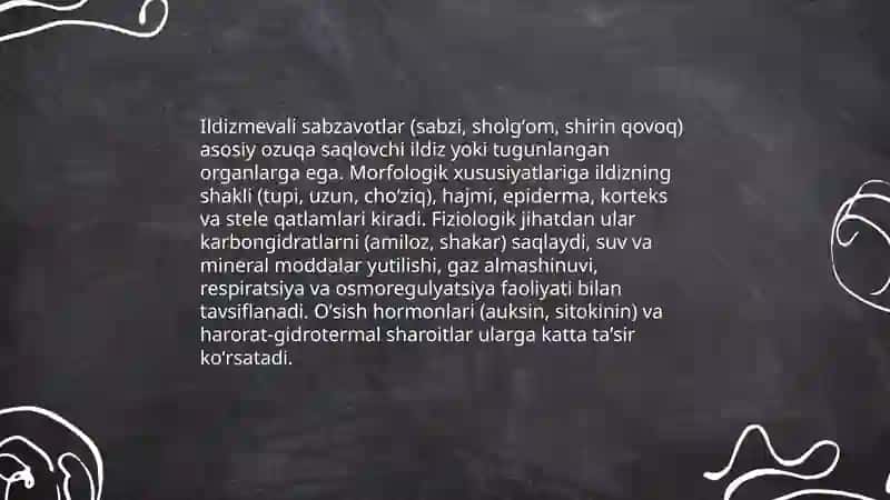 Ildizmevali sabzavotlarning biologik xususiyatlari 3