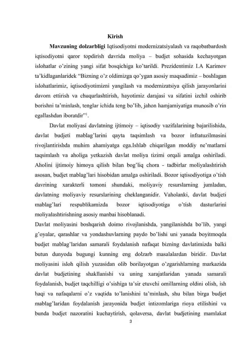 Davlat byudjeti va uning moliyaviy resurslarni shakllantirishdagi ahamiyati 3